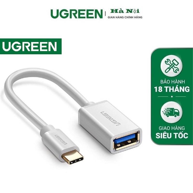 Ugreen 30702 Cáp chuyển USB-C sang USB 3.0 A   màu trắng chính hãng.